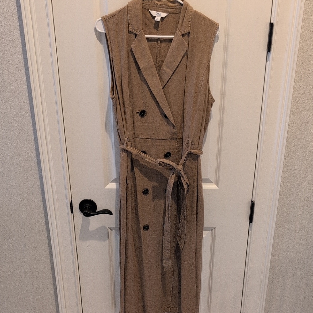 croft & barrow Sleeveless Taupe Maxi Trench Dress with Belt